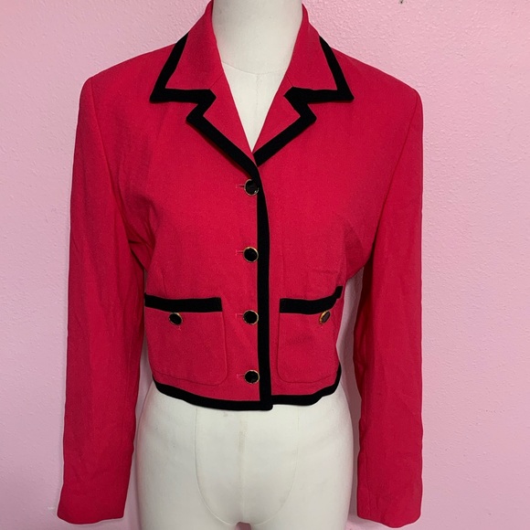 VTG Y2K bebe Fuscia Pink Blazer with Black Trim 2 - Picture 3 of 16